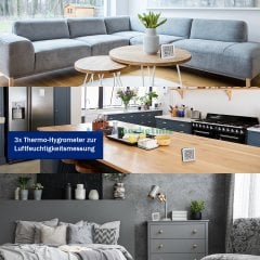 3'lü Set Dijital Ortam, Oda, Mekan, Ev Sıcaklık ve Nem Ölçer Termometre-Higrometre TFA Dostmann 95.2019.54 TM832.1002.54