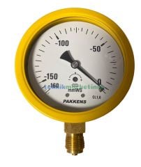 Ø100mm -160/0 mmWS Alttan Bağlantılı Kapsül Diyaframlı Vakummetre, Vakum Göstergesi Kurutip G1/2'' CL1,6 PAKKENS
