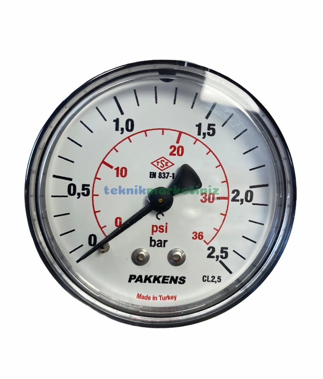 Ø63mm 0-2,5 Bar Arkadan Bağlantılı G1/4'' inç Genel Amaçlı Kurutip Manometre, Basınç Göstergesi CL2,5 PAKKENS