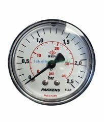 Ø63mm 0-2,5 Bar Arkadan Bağlantılı G1/4'' inç Genel Amaçlı Kurutip Manometre, Basınç Göstergesi CL2,5 PAKKENS