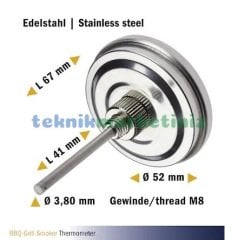 500 C° BBQ, Barbekü, Mangal, Smoker, Duman Fırını, Izgıra, Fırın Termometresi TFA Dostmann 14.1029 TM832.1024