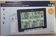 Kablosuz Transmitterli, 4 Ayrı Nokta, Ortam, Mekan, Oda Sıcaklık ve Nem Ölçer, Telsiz Termometre-Higrometre TFA Dostmann 30.3057.01 TM832.1033.01