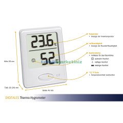 Dijital Termometre-Higrometre, Konfor Göstergeli, Ortam, Oda, Mekan Sıcaklık ve Nem Ölçer TFA Dostmann 30.5041.02 TM832.1133.02