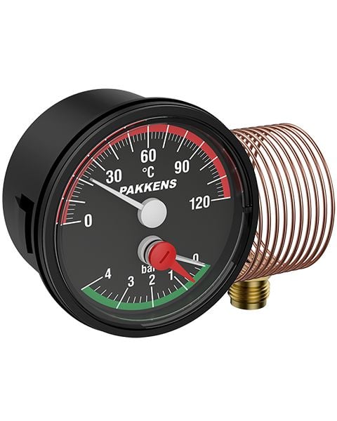 ÇAP Ø50mm PAKKENS GÖSTERGELİ KOMBİNE ÖLÇER TERMOMETRE-MANOMETRE