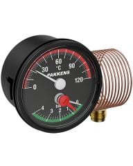 ÇAP Ø50mm PAKKENS GÖSTERGELİ KOMBİNE ÖLÇER TERMOMETRE-MANOMETRE