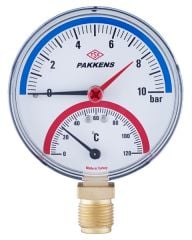 ÇAP Ø100mm PAKKENS GÖSTERGELİ KOMBİNE ÖLÇER TERMOMETRE-MANOMETRE