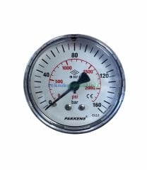 Ø63mm 0-160 Bar Arkadan Bağlantılı G1/4'' inç Genel Amaçlı Kurutip Manometre, Basınç Göstergesi CL2,5 PAKKENS