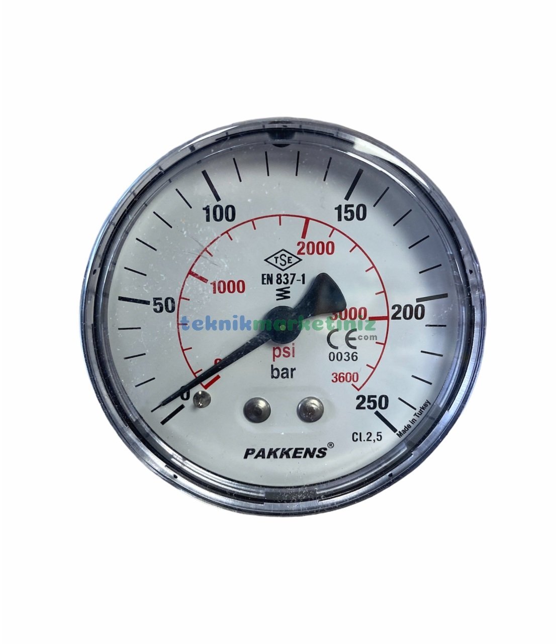 Ø63mm 0-250 Bar Arkadan Bağlantılı G1/4'' inç Genel Amaçlı Kurutip Manometre, Basınç Göstergesi CL2,5 PAKKENS