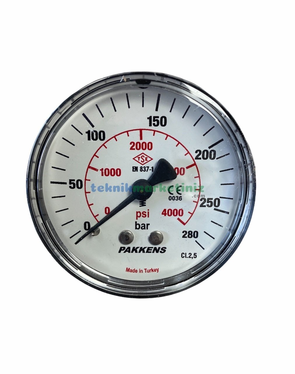 Ø63mm 0-280 Bar Arkadan Bağlantılı G1/4'' inç Genel Amaçlı Kurutip Manometre, Basınç Göstergesi CL2,5 PAKKENS