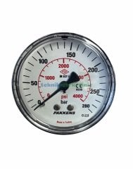 Ø63mm 0-280 Bar Arkadan Bağlantılı G1/4'' inç Genel Amaçlı Kurutip Manometre, Basınç Göstergesi CL2,5 PAKKENS