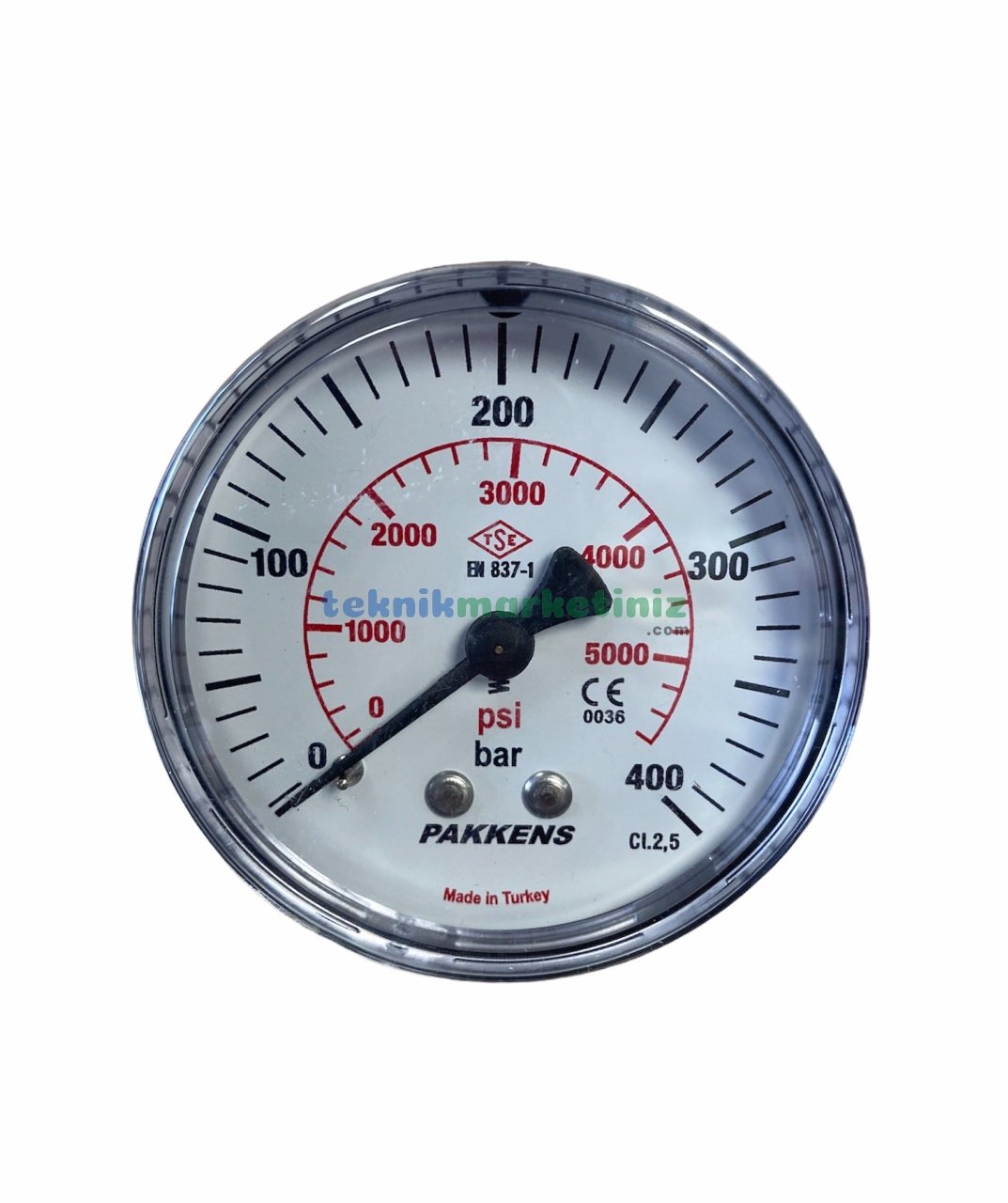 Ø63mm 0-400 Bar Arkadan Bağlantılı G1/4'' inç Genel Amaçlı Kurutip Manometre, Basınç Göstergesi CL2,5 PAKKENS